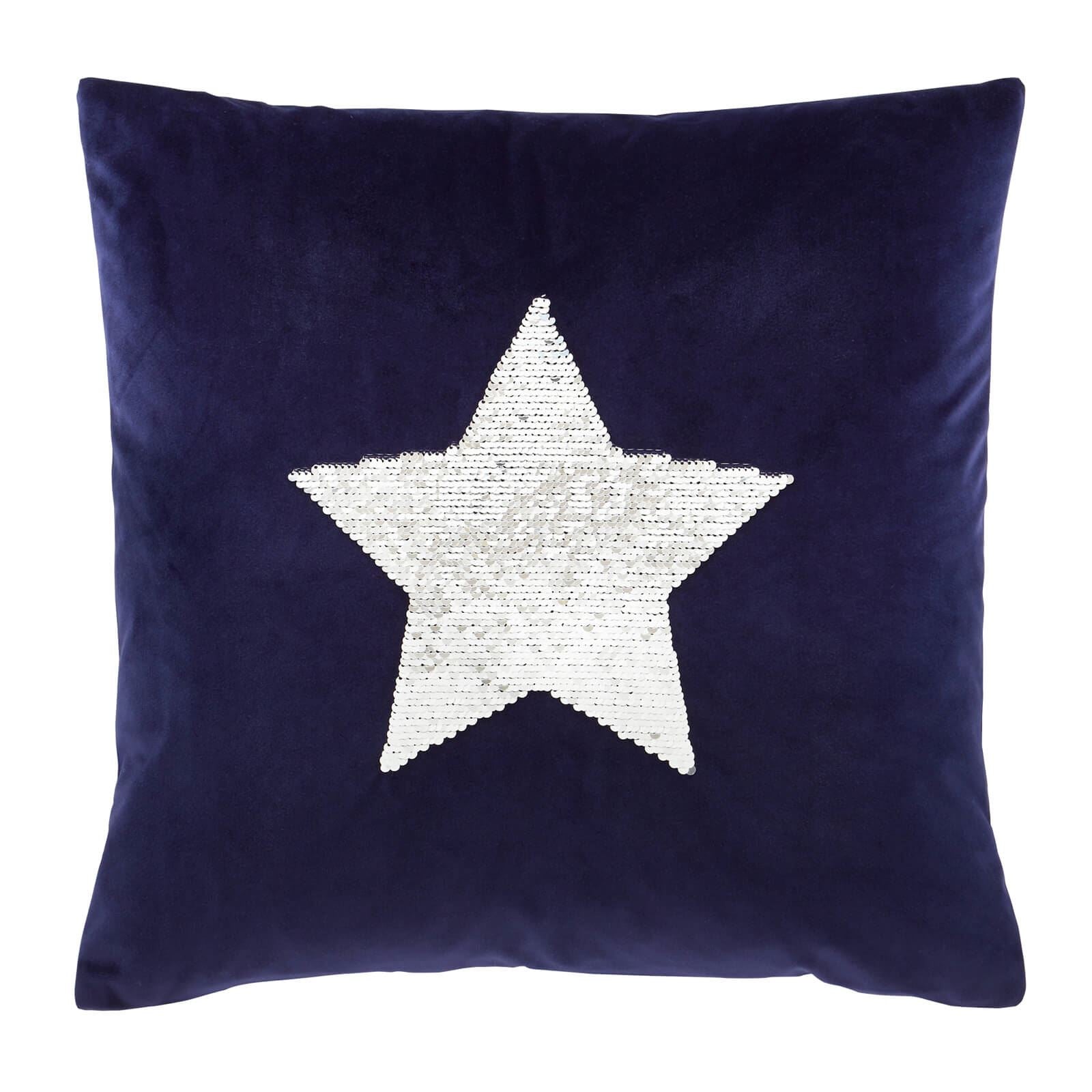 Sequin Star Grey Cushion Cover