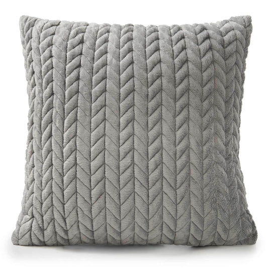 Supersoft Knitted Velvet Grey Cushion Cover