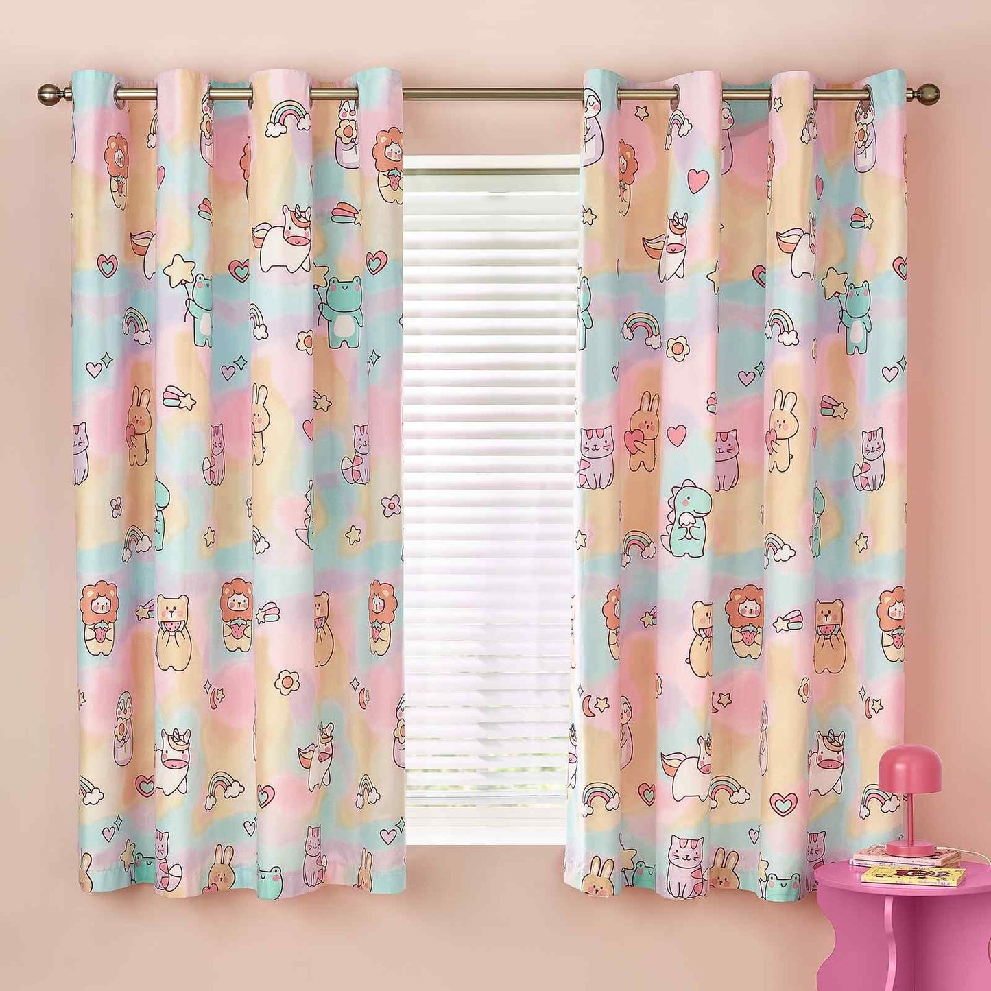 Forever Together Pastel Curtains Two Panels - 66x72 Inch