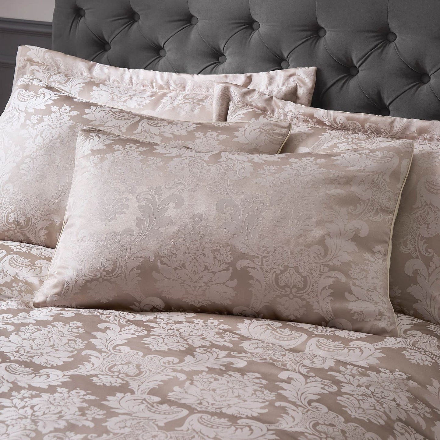 Damask Jacquard Champagne Duvet Cover Set