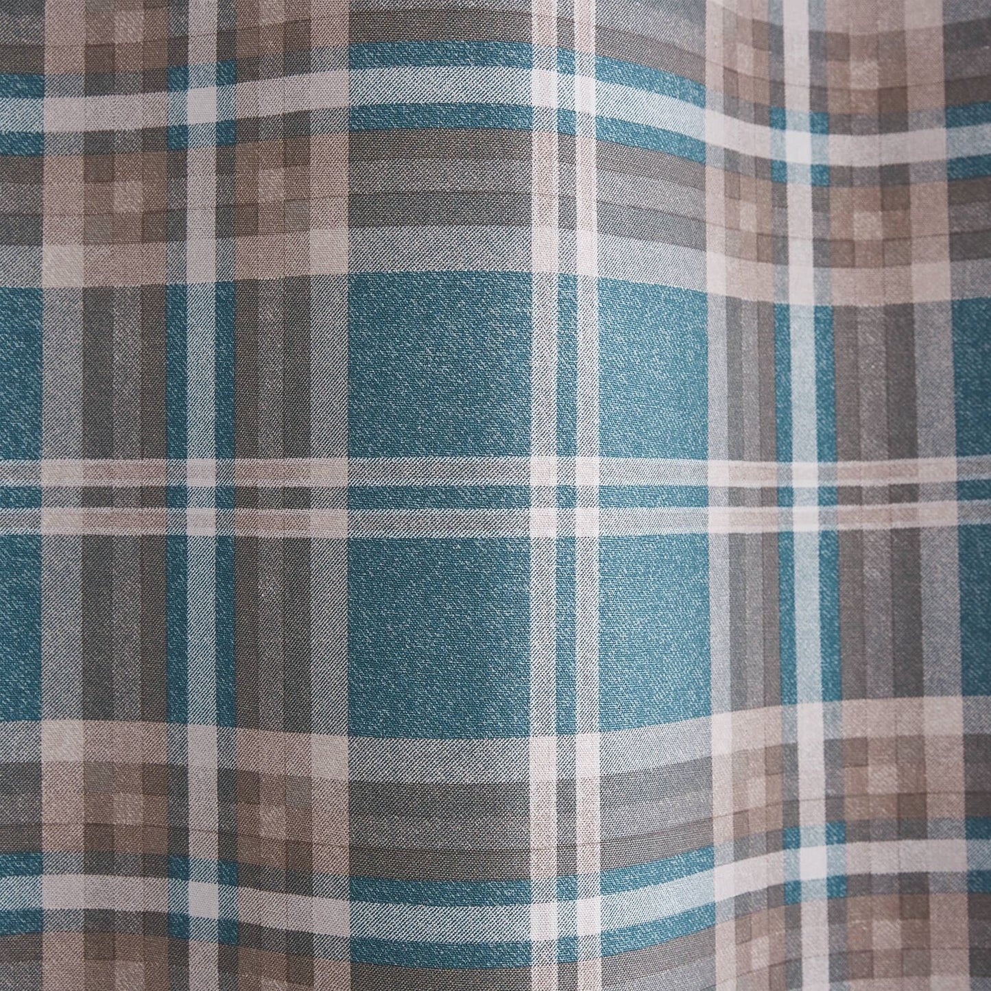 Tweed Woven Check Teal Eyelet Curtains