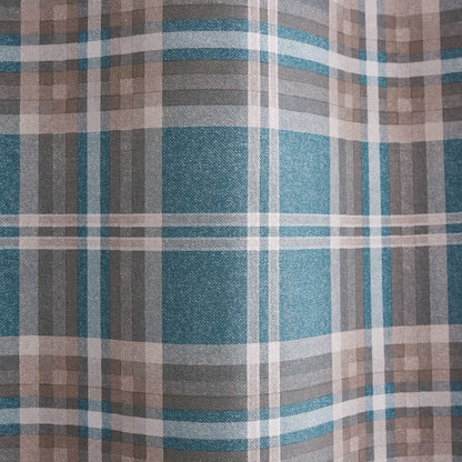 Tweed Woven Check Teal Eyelet Curtains