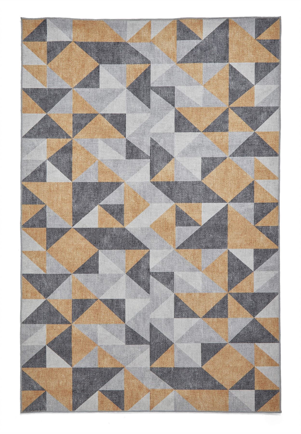 Coral H1057 Yellow/Grey Modern Washable Rug