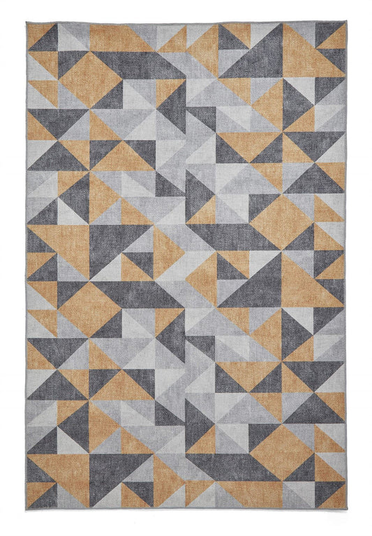 Coral H1057 Yellow/Grey Modern Washable Rug