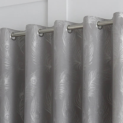 Feather Silver Eyelet Curtains