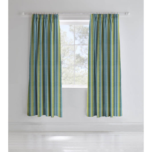 Living Dino Green Pencil Pleat Curtains