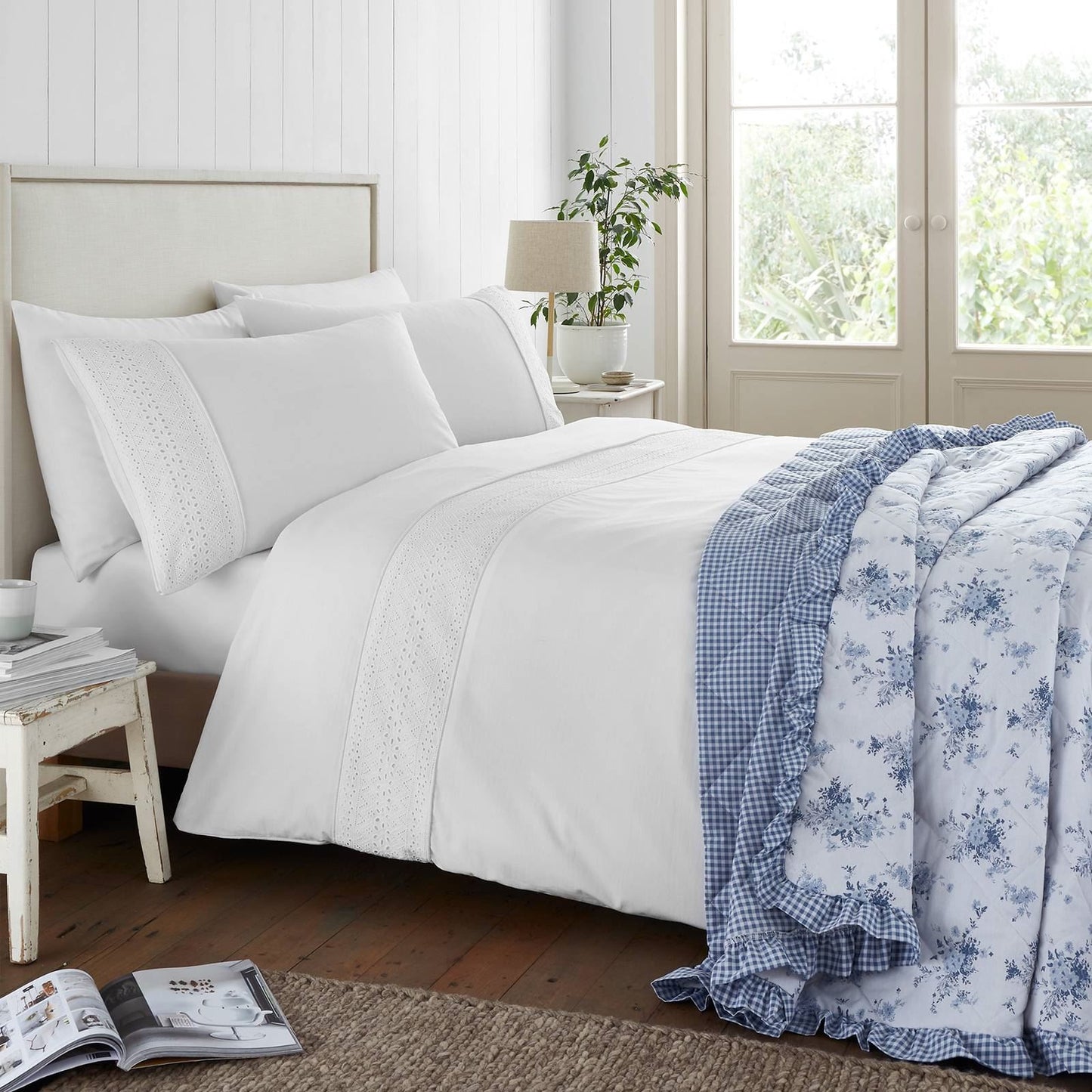 Broderie Anglaise White Duvet Cover Set