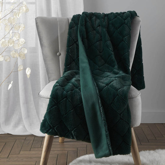 Downstairs Living Diamond Bottle Green Throw