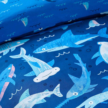 Jawsome Shark Navy Blue Duvet Cover Set
