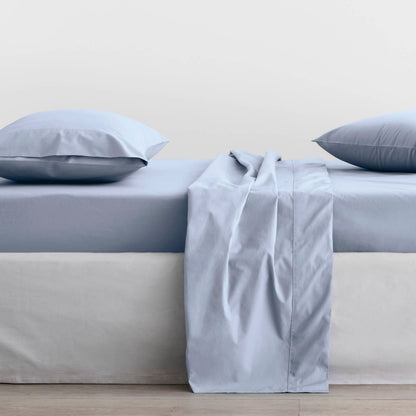 300TC Organic Percale Soft Blue Flat Sheet