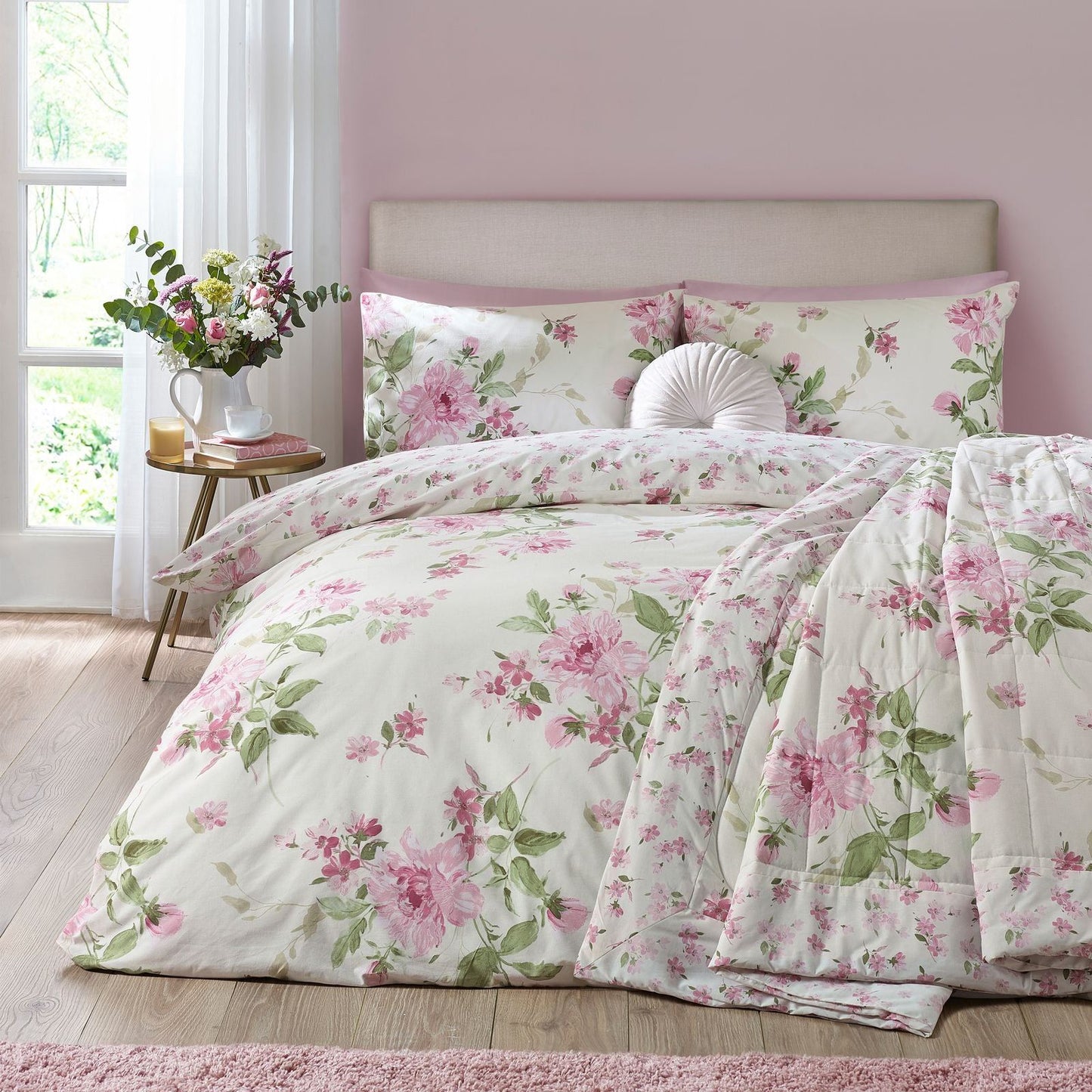 Catherine Lansfield Avebury Floral Cream Duvet Cover Set