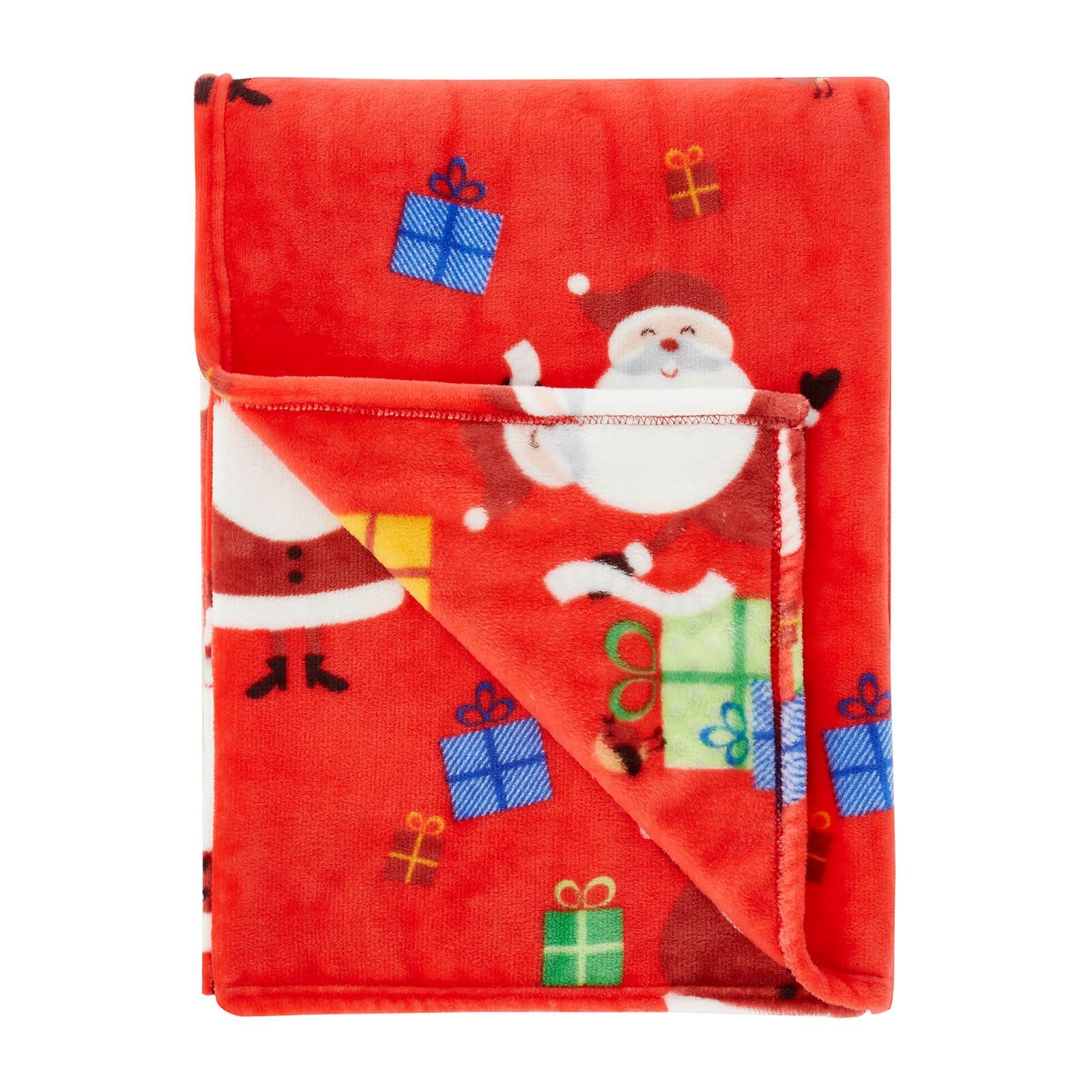 Living Santa's Christmas Presents Red Throw