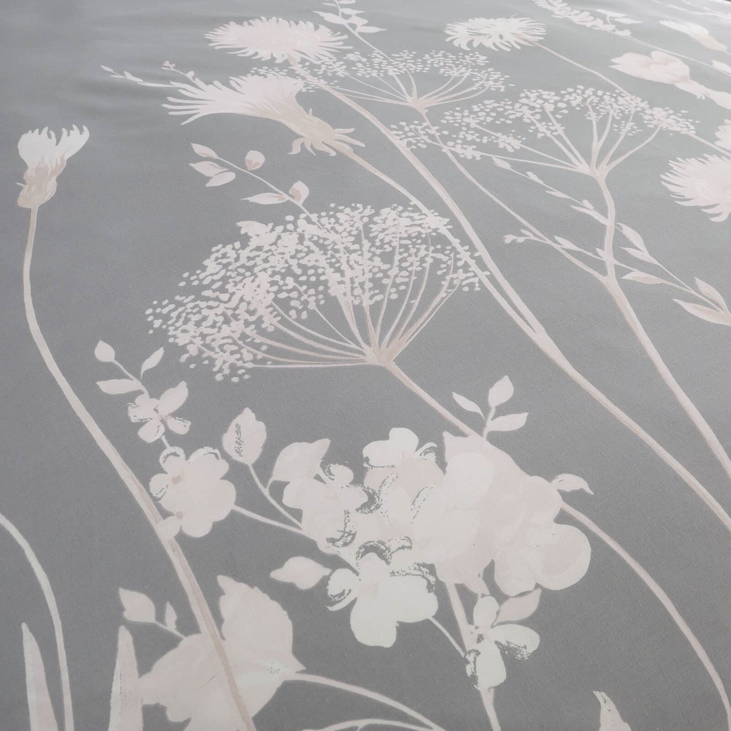 Meadowsweet Floral Pink Grey Duvet Set