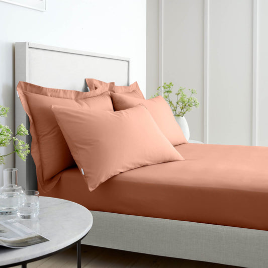 200 Thread Count Cotton Percale Clay Fitted Sheet
