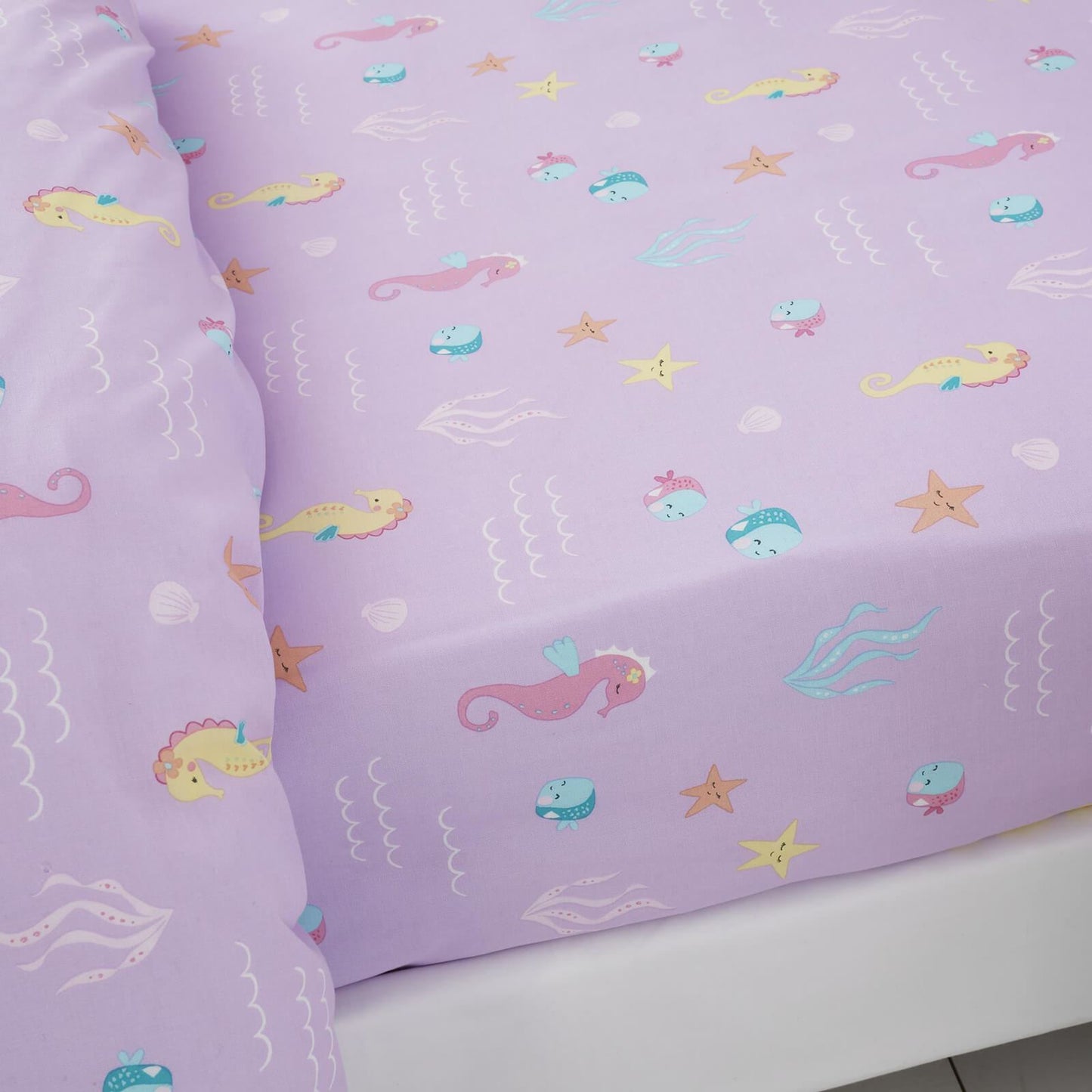 Lets Be Mermaids Pink Fitted Sheet