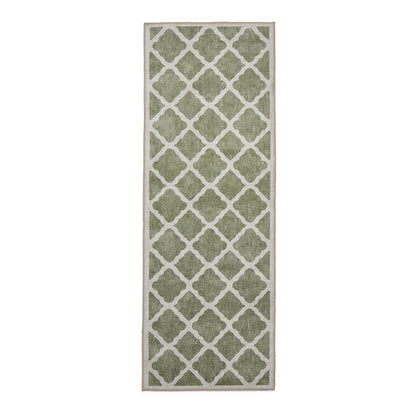 Coral H1063 Green Modern Washable Rug