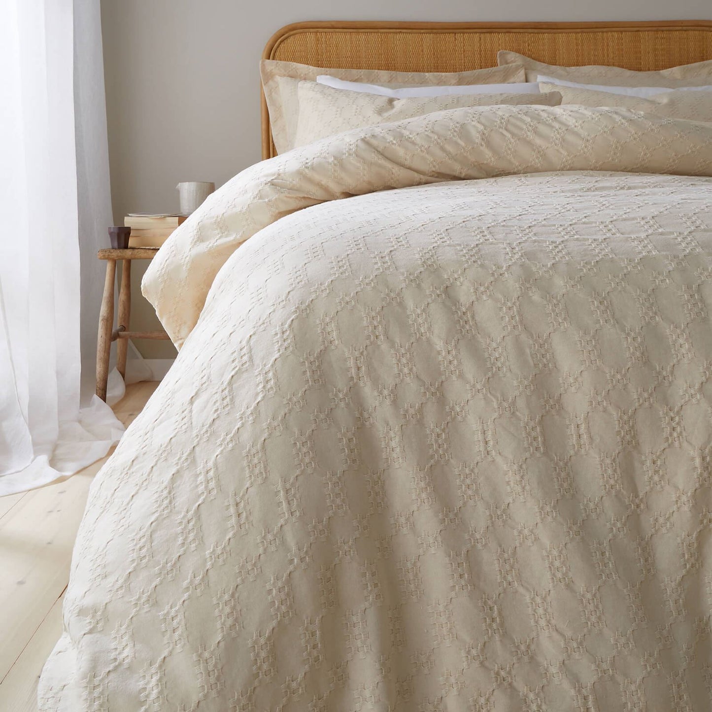 Waffle Cotton Circle Natural Duvet Cover Set