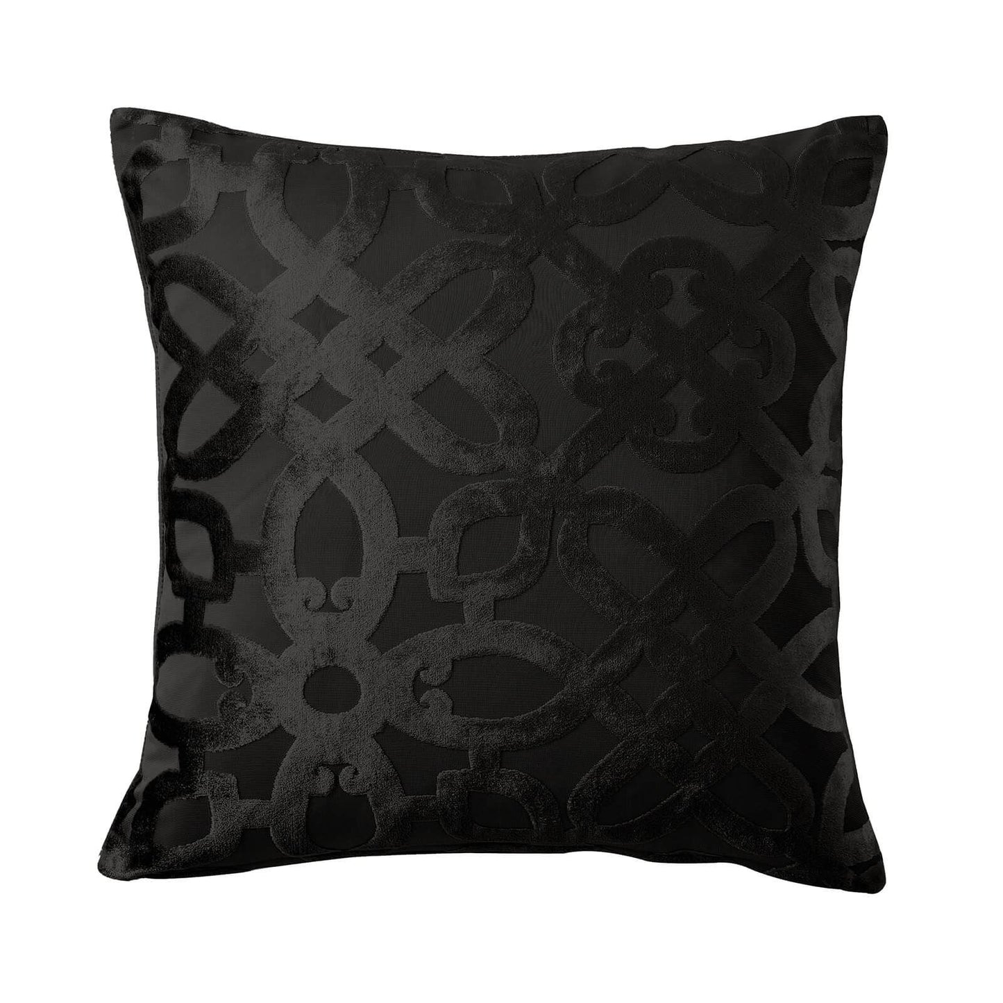 Lattice Cut Velvet Cushion Black
