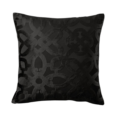 Lattice Cut Velvet Cushion Black