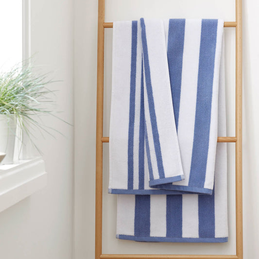 Reversible Stripe Jacquard Blue Hand Towel - 50x85 cm