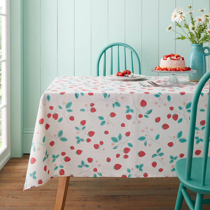 Strawberry Garden Cream/ Red Table Cloth