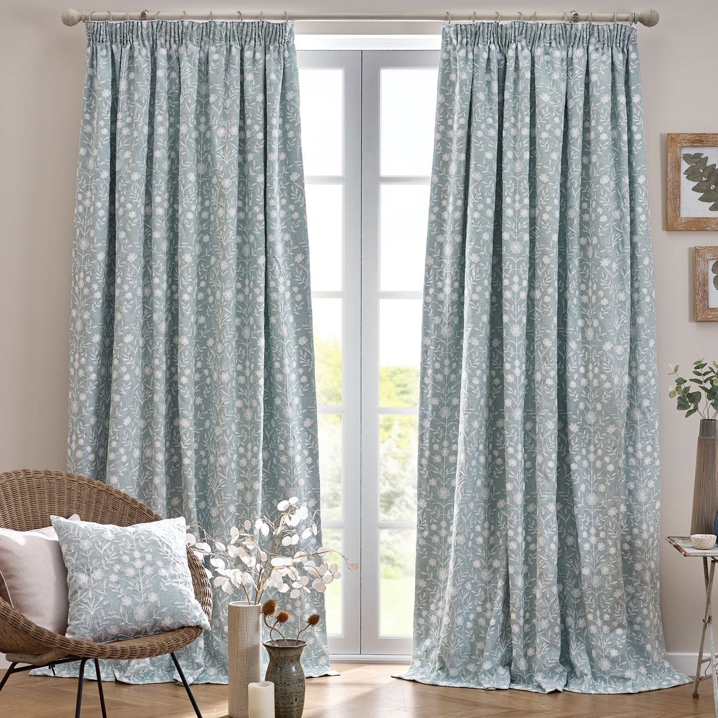 Juliette Eau De Nil Pencil Pleat Curtains