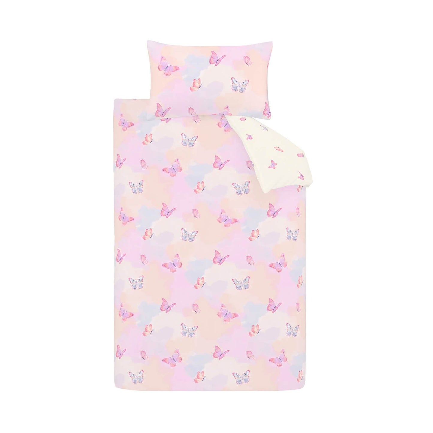 Catherine Lansfield Ombre Butterflies Reversible Bedding Duvet Cover Set Pink
