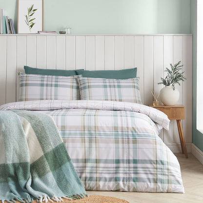 Catherine Lansfield Cartmel Check Green Duvet Cover Set