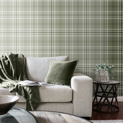 Kelso Check Wallpaper Sage Green