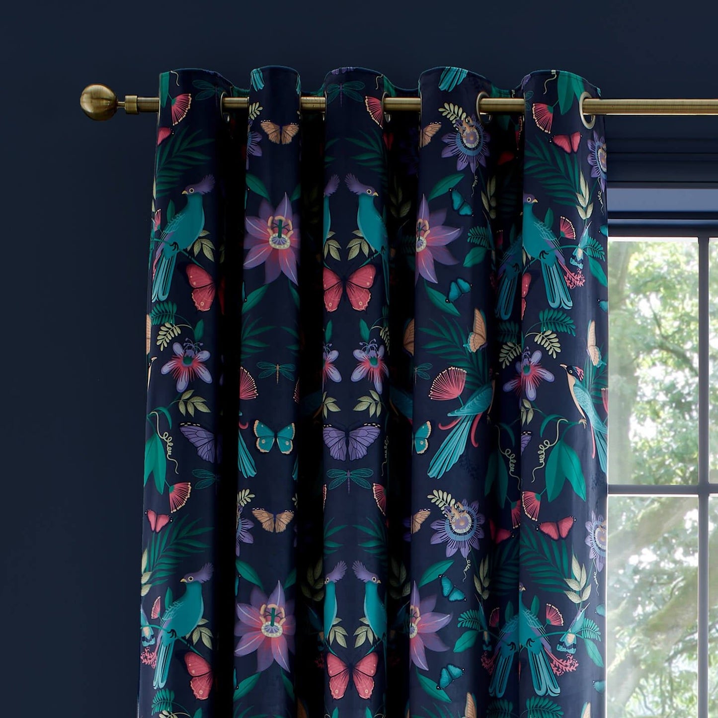 Mya Navy Blue Curtains Two Panels