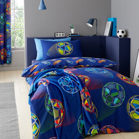 Bright Football Navy Duvet Cover Set