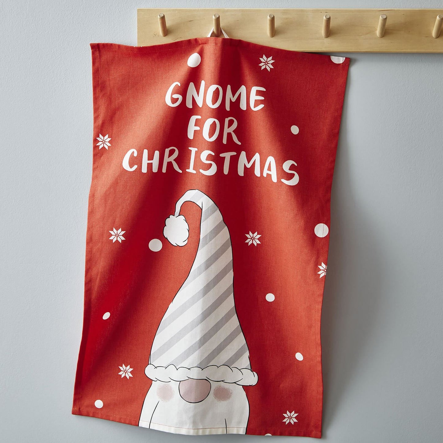 Christmas Gnomes Red Tea Towel Pack of 4