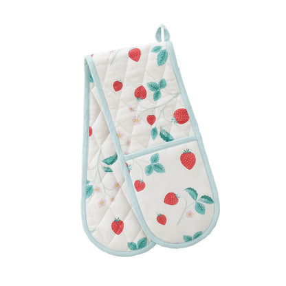 Strawberry Garden Cream/ Red Double Oven Glove - Double