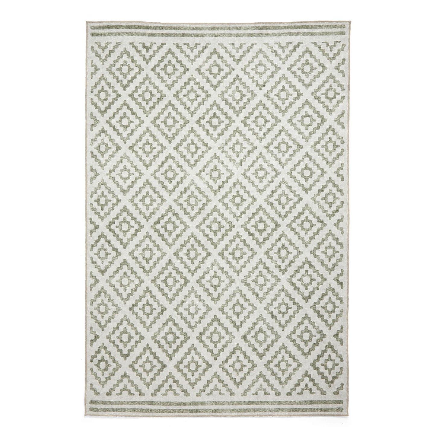 Coral H1058 Green Modern Washable Rug