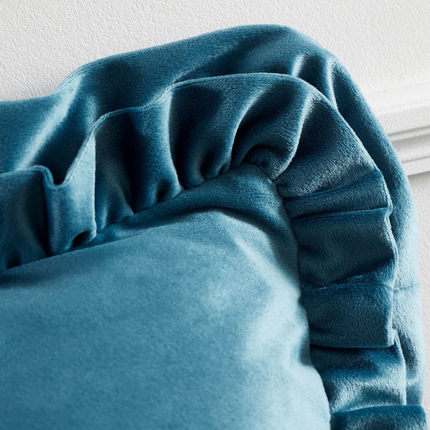 So Soft Velvet Touch Double Frill Cushion Teal Green