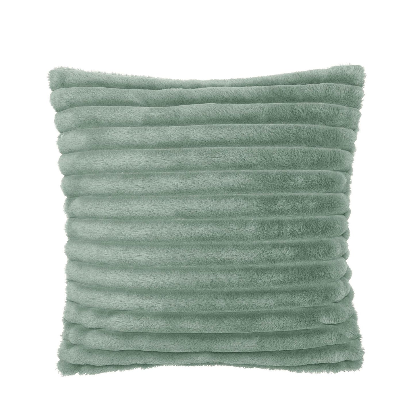 Cosy Ribbed Faux Fur Soft Touch Cushion Green