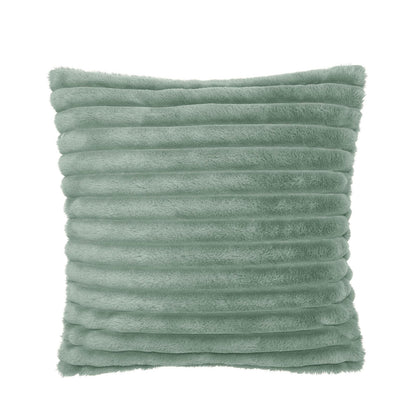Cosy Ribbed Faux Fur Soft Touch Cushion Green