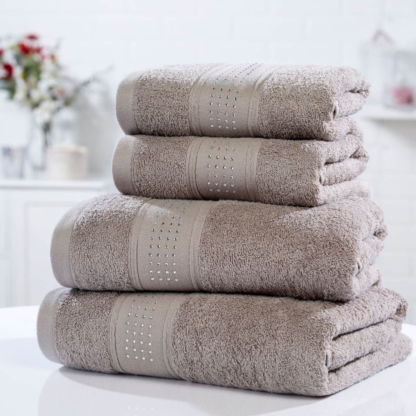 Diamonds Taupe Hand Towel