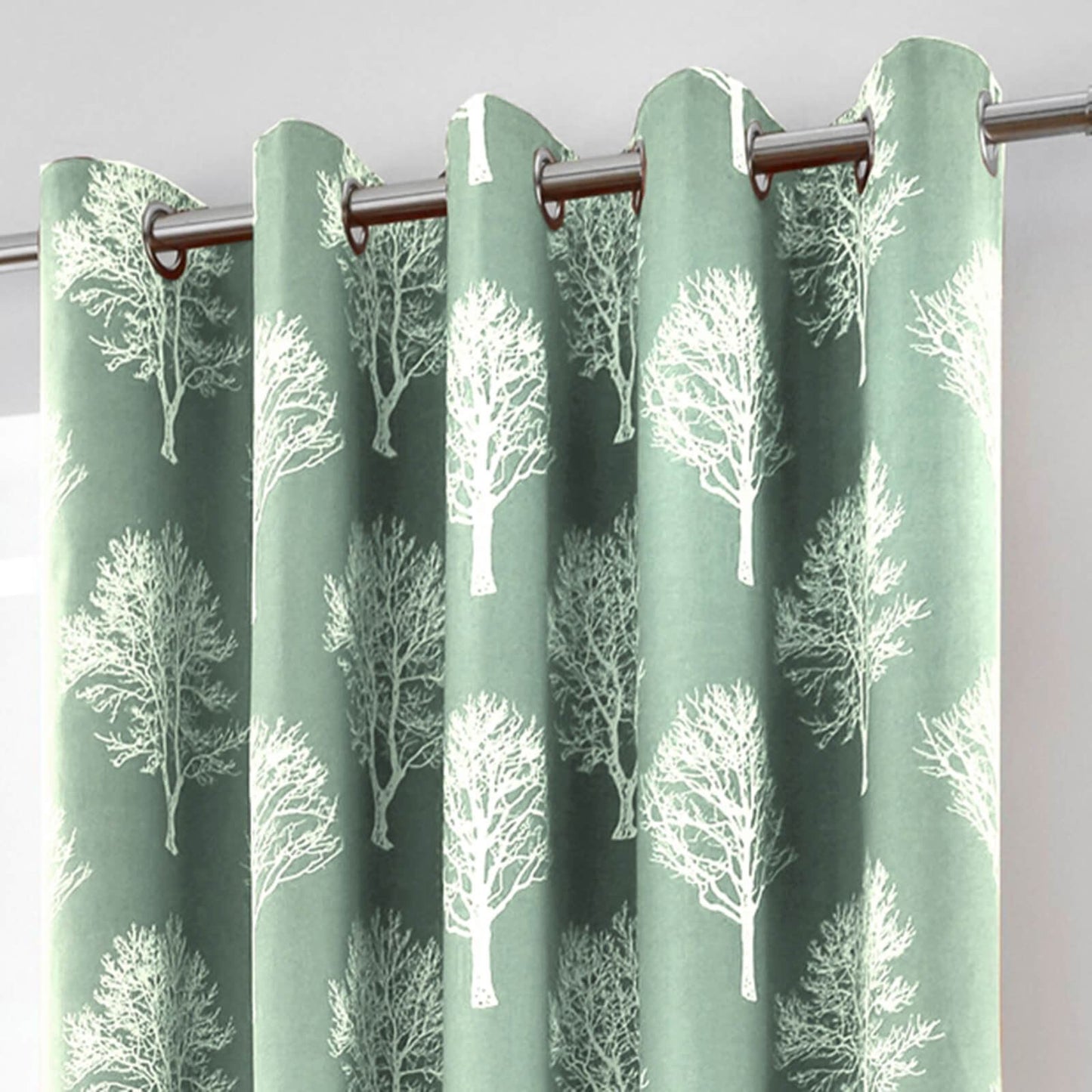 Woodland Trees Duck Egg Eyelet Curtains