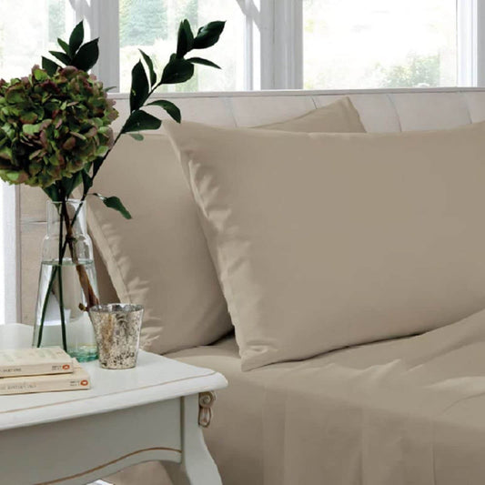 Easy Iron Percale Natural Housewife Pillowcase Pair