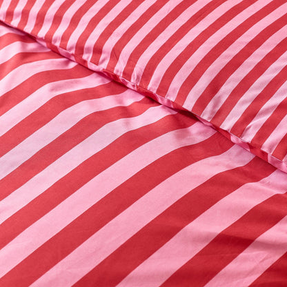 Sassy B Stripe Tease Red Duvet Cover Set