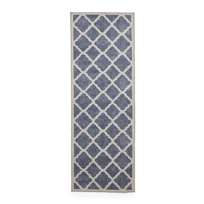 Coral H1063 Blue Modern Washable Rug