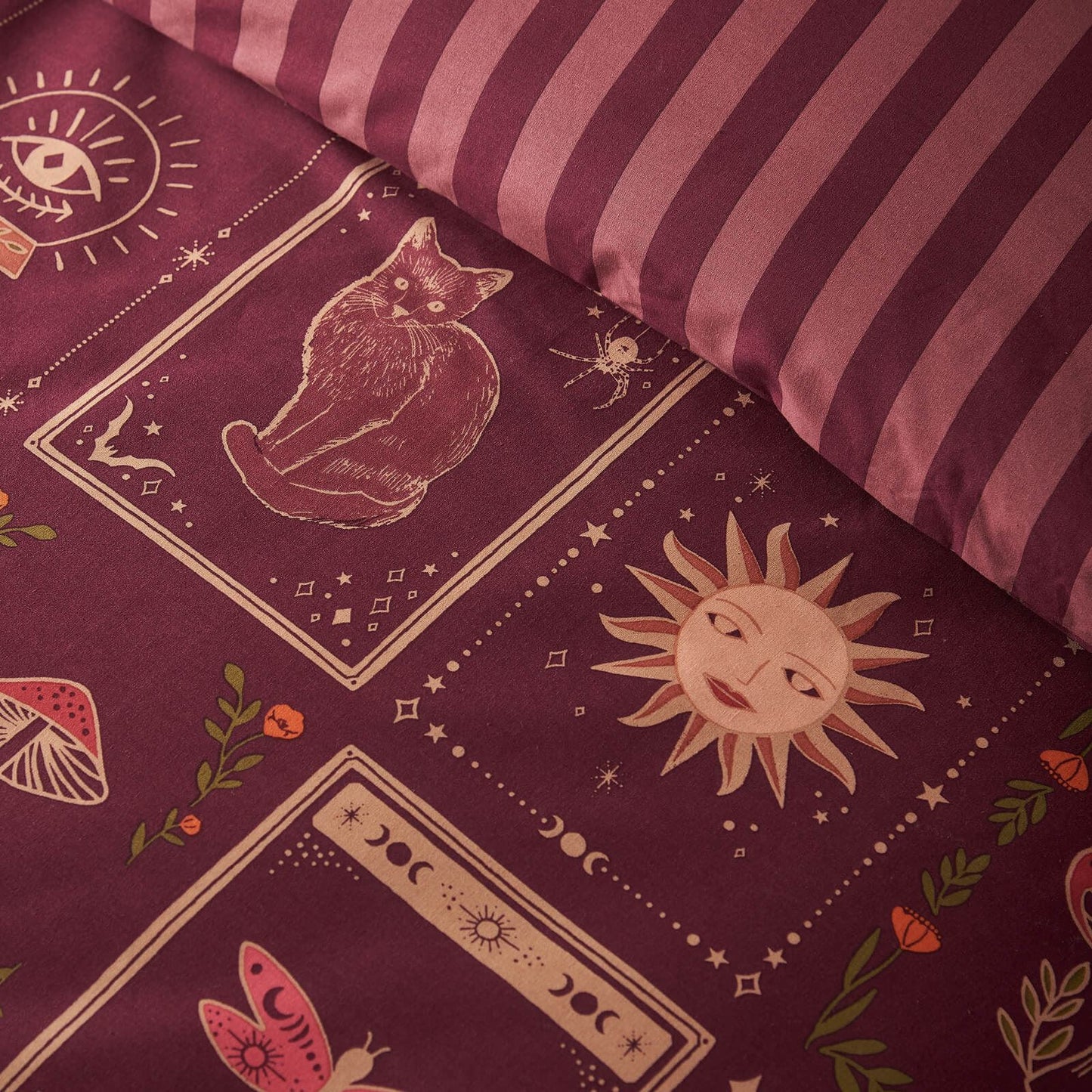 Catherine Lansfield Enchanted Witchcraft Reversible Bedding Duvet Cover Set Plum