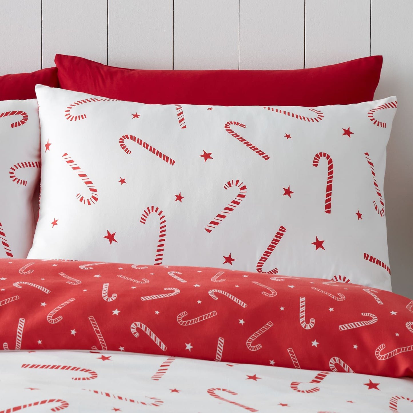 Christmas Candy Cane White Duvet Set