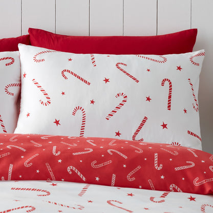 Christmas Candy Cane White Duvet Set