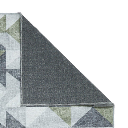 Coral H1057 Green/Grey Modern Washable Rug
