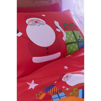 Santa's Christmas Presents Red Duvet Cover Set