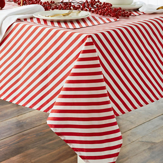 Christmas Candy Cane Red Table Cloth