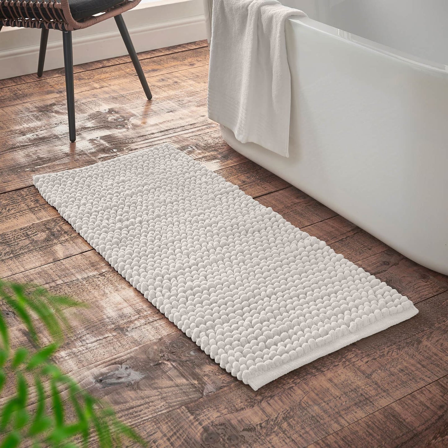 Aspen Bobble White Bath Runner - 50x120 cm