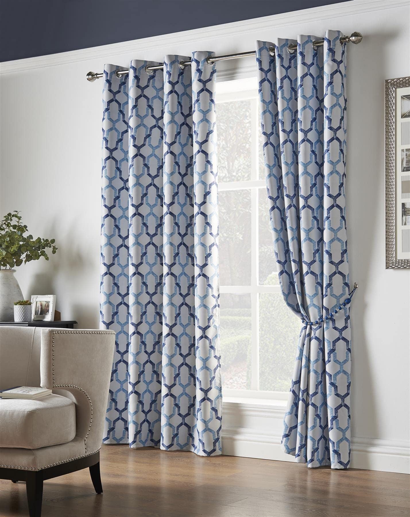 Georgia Blue Eyelet Curtains